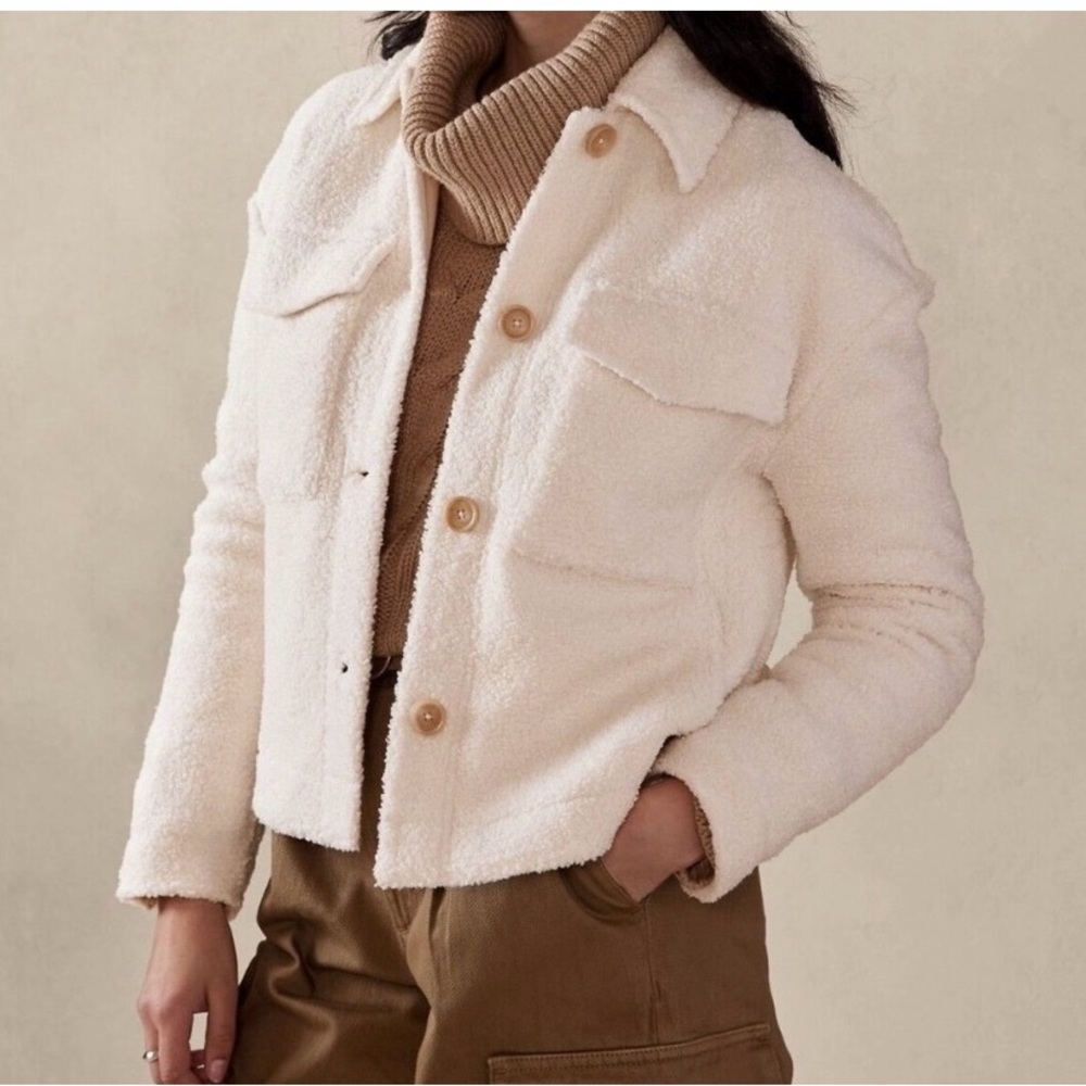 BANANA REPUBLIC Sherpa Trucker Jacket Shacket Style 50354-8 Size Small